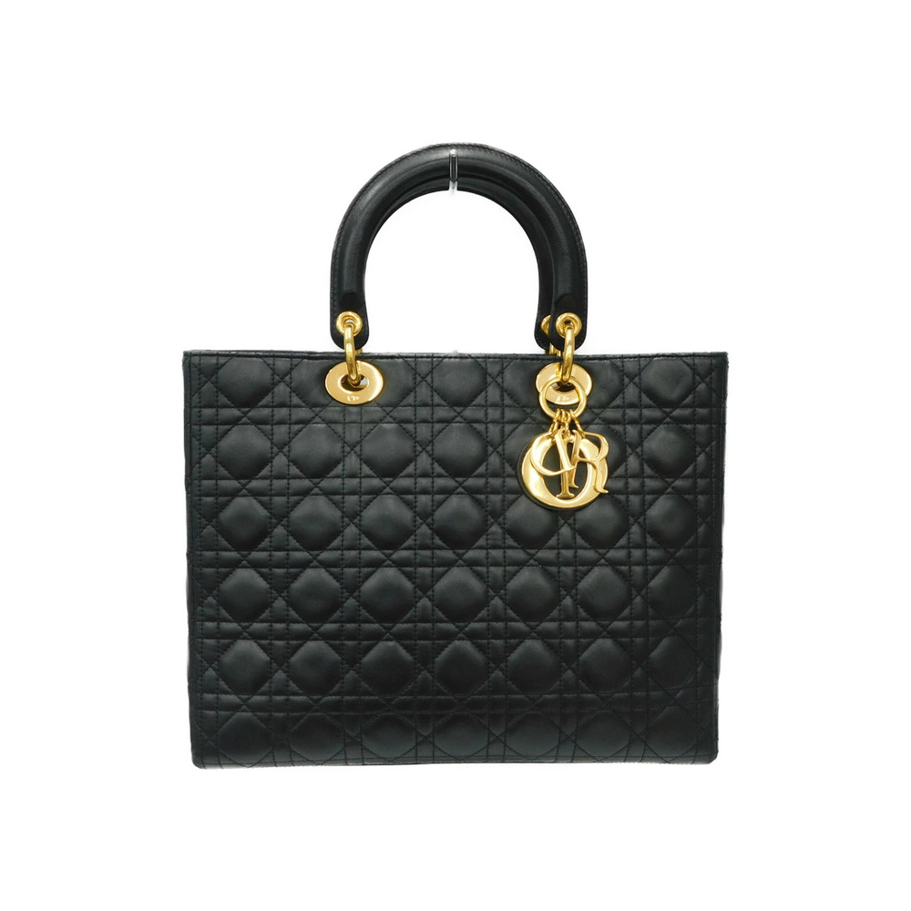 DIOR Christian Lady Cannage Lambskin Bag Handbag Black